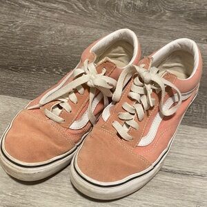 Vans Peach and White Low-Top Sneakers